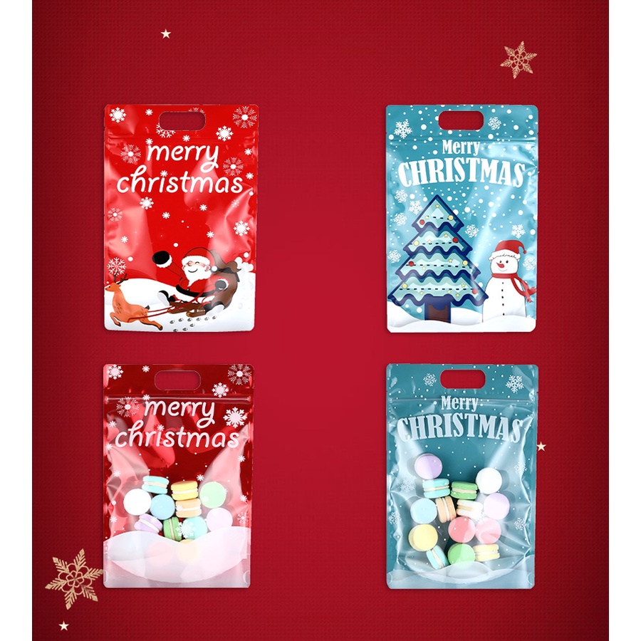 10 ชิ้น 20*30 เซนติเมตรของขวัญคริสต์มาสถุง Ziplock Christmas Eve ของขวัญบรรจุภัณฑ์พลาสติก Tote Bag