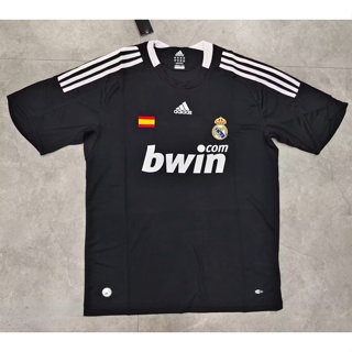 เสื้อกีฬาแขนสั้น ลายทีมฟุตบอล Real Madrid 2 Away 08 09 Real Madrid 2 Away สไตล์วินเทจ แห้งเร็ว สําหรับผู้ชาย ไซซ์ S-XXL