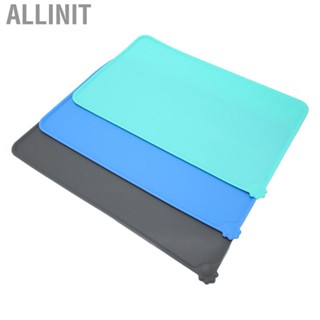 Allinit Dog Bowl  Mat Portable Silicone Slip Resistant Easy To Clean Pet Raised Edge Design  for Home