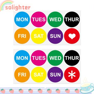 Solighter สติกเกอร์ฉลาก ลายวันจันทร์ วันอาทิตย์ ลอกออกได้ หลากสี สําหรับติดตกแต่งผนังบ้าน