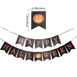 ธงแบนเนอร์กระดาษ ลายฟักทอง Happy halloween สําหรับตกแต่งปาร์ตี้ฮาโลวีน