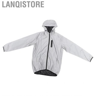 Lanqistore Cycling Full Reflective   Comfortable Hooded Jacket Water Resistant Humanized Design for Hiking