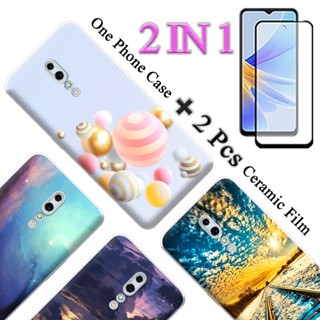 2 IN 1 OPPO Reno Z เคสโทรศัพท์น่ารัก พร้อมหน้าจอเซรามิค โค้งสองชิ้น