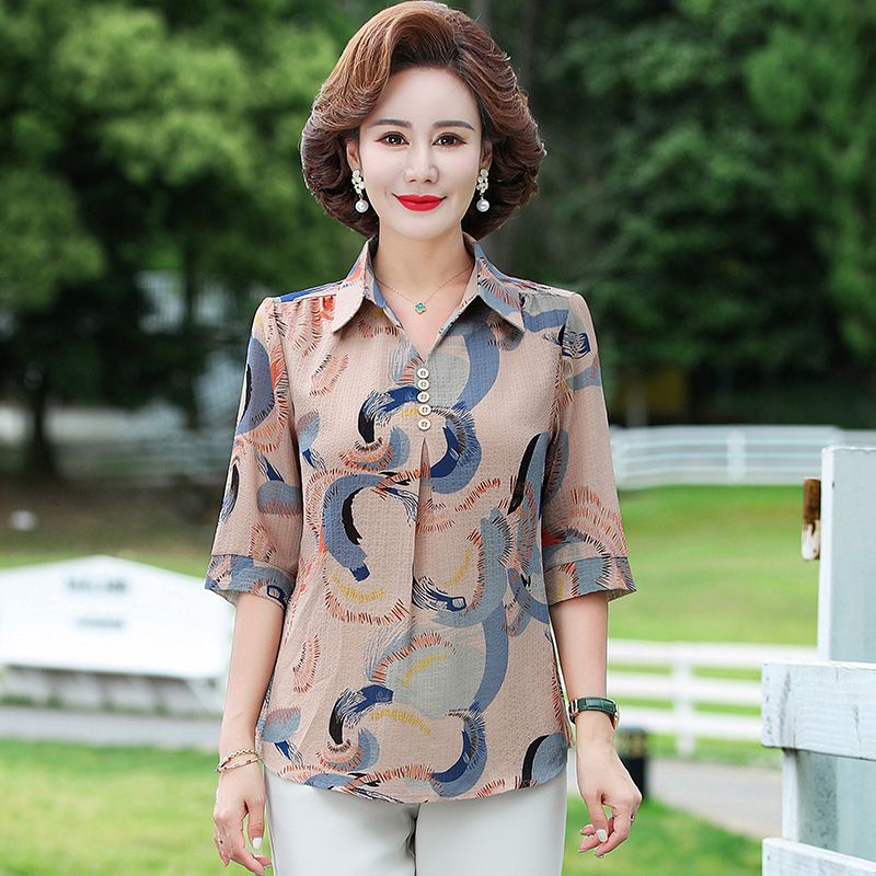 เสื้อคนแก่ 🎀ชุดคุณแม่,ใหม่ ระดับไฮเอนด์ ทันสมัย ​​ทันสมัย ​​หลวม