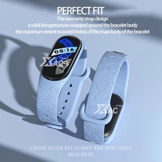 สําหรับ miband 10 miband 9 xiaomi 5/6/7/8/9/10 สายคล้อง 3D เลเซอร์แกะสลักสายคล้องหมีสําหรับ Xiaomi Mi Band 8 7 6 5 สายรัดข้อมือซิลิโคนสร้อยข้อมือสายรัดข้อมือ Smartwatch อุปกรณ์เสริม