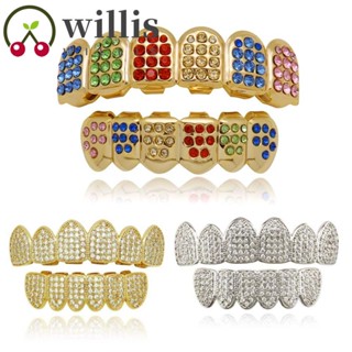 Willis ฟันตะแกรงถอดได้ สีทอง สีเงิน ลูกบาศก์เพทาย ของขวัญปากทันตกรรม ฮิปฮอป ดรากูล่า เครื่องประดับร่างกาย