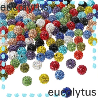 Eucalytus1 ลูกปัดดินน้ํามัน พลอยเทียม ดิสโก้บอล 10 มม. คละสี สําหรับทําเครื่องประดับ สร้อยข้อมือ DIY 120 ชิ้น