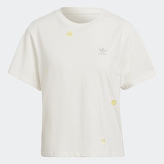 adidas ไลฟ์สไตล์ เสื้อยืดทรงโอเวอร์ไซส์ปักลาย ผู้หญิง สีขาว HD2762