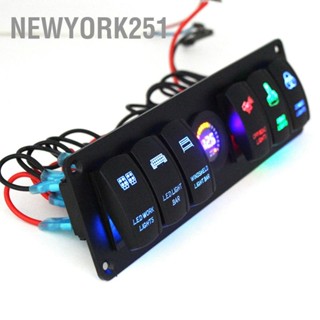 Newyork251 6 Gang Toggle Rocker Switch Panel สีสัน LED โวลต์มิเตอร์สำหรับ RV รถ Marine เรือ