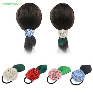 Monnygo Sa Scrunchies ยางรัดผม แบบยืดหยุ่น ลายดอกกุหลาบ สไตล์เกาหลี โรแมนติก ของขวัญแฟชั่น สําหรับผู้หญิง เด็กผู้หญิง เด็กผู้หญิง เดินทาง TH