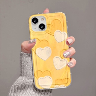 หัวใจรักสีเหลืองและสีขาว ดอกไม้สีฟ้า เคสไอโฟน Compatible for iPhone 11 14 13 12 15 Pro Max 7 8 SE XR 11Pro 14 15 Plus X