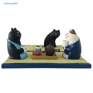 Syc- ตุ๊กตาเพนกวิน แมวจิ๋ว เครื่องประดับ บ้าน คาเฟ่ ของขวัญ ตกแต่งโต๊ะ ร้านกาแฟ