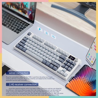 ★ Forthefu ★  K86 คีย์บอร์ดไร้สาย บลูทูธ RGB 3 โหมด 87 คีย์ 2.4G สําหรับคอมพิวเตอร์ แล็ปท็อป พีซี