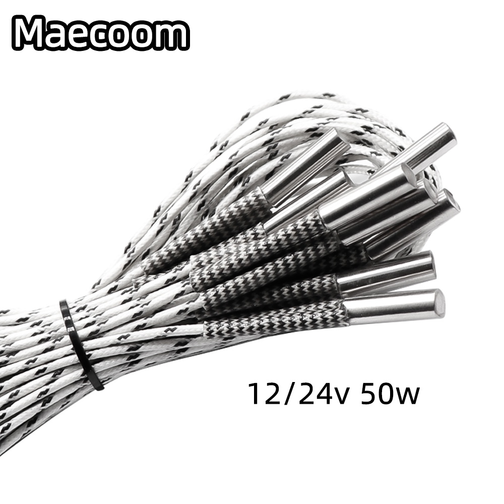 Maecoom Heating tube 6*20mm 12V 24V 50W Ceramic Cartridge Heater 1M 2M Reprap&Mendel For V6 J-head E