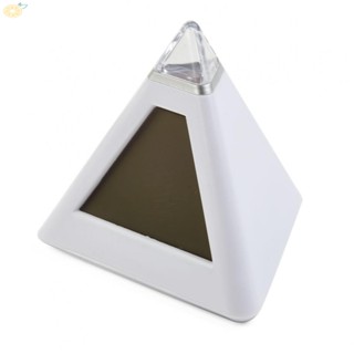 【VARSTR】Alarm Clock Triangle Wall Led Clock White 3x"AAA" Batteries 7 Colors