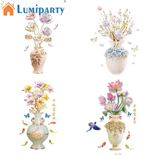 Lumiparty สติกเกอร์ติดผนัง แจกันนูน ดอกไม้ สีพื้น วอลล์เปเปอร์ห้องนอน สร้างสรรค์ มีกาวในตัว กันน้ํา ข้างเตียง