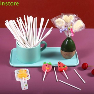 Instore แท่งอมยิ้ม สีขาว DIY อุปกรณ์เสริม สําหรับขนมหวาน