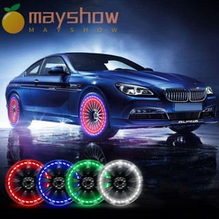 Mayshow ไฟแฟลช LED 15 โหมด ซิลิโคน หลากสี สําหรับติดขอบล้อรถยนต์