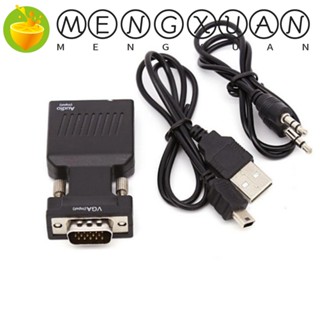 Mengxuan อะแดปเตอร์แปลง VGA To HDMI VGA To HDMI พร้อมเสียง แบบพกพา สําหรับคอมพิวเตอร์ TV Black 1080P