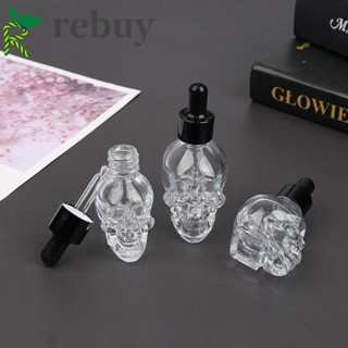 Rebuy ขวดแก้วใส่เครื่องสําอาง รูปหัวกะโหลก พร้อมหลอดปิเปตต์ สีโปร่งใส สร้างสรรค์