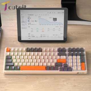 Tcuteit คีย์บอร์ด RGB 100 คีย์ K98 สําหรับคอมพิวเตอร์ แล็ปท็อป