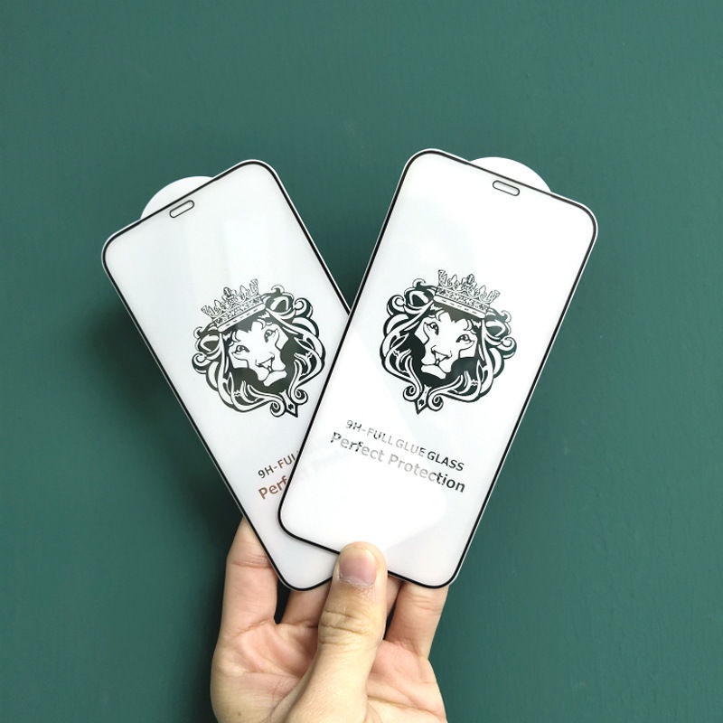 ฟิล์มกระจก9Hเต็มกาว หัวสิงโตใช้สำหรับ For iPhone 16 11 13 14 15 Pro Max XR 7 8 Plus X XS Max 12 Pro Max 14 plus 13 MINI - รูปที่ 4
