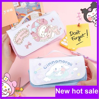 【โปรโมชั่น】☾กระเป๋าดินสอ ลาย Sanrio☾Kuromi Cinnamon Dog Melody Merchandise Co-Branded Case หมวกนักเรียนประถม ขนาดใหญ่