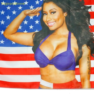 Hugepeaknew ธงแบนเนอร์ผ้าไหม ลายนักร้อง Nicki Minaj Rap 3x5 ฟุต เซ็กซี่ USA สําหรับตกแต่ง