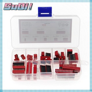 Suqi สวิตช์จุ่ม 1 2 3 4 6 8 10 12 ตําแหน่ง PCB แถวคู่ 2.54 มม. สีแดง 40 ชิ้น