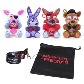 พวงกุญแจ จี้ตุ๊กตา Five Nights At Freddys Foxy Freddy Bonnie พร้อมสายคล้องโทรศัพท์ 6 ชิ้น