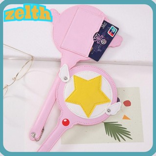 Zelth กระเป๋าใส่บัตร หนัง PU ลายการ์ตูนอนิเมะ Star Magic Wand น่ารัก คุณภาพสูง พร้อมปีก สําหรับรถบัส รถไฟใต้ดิน