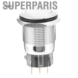 Superparis 40pcs 19mm Metal  Momentary Push Button Switch Auto Reset Flat Head 3-Pin