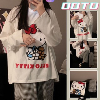 SANRIO ใหม่ ชุดนอน เสื้อแขนยาว กางเกงขายาว ลายสก๊อต ทรงหลวม ลายการ์ตูน Hello Kitty เข้ากับทุกการแต่งกาย แฟชั่นฤดูใบไม้ร่วง สําหรับเด็กผู้หญิง [RAIN]