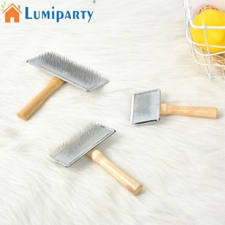 Lumiparty หวีแปรงขนสัตว์เลี้ยง ด้ามจับไม้ สําหรับสุนัข แมว