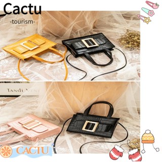 Cactu กระเป๋าสะพายไหล่ สะพายข้าง หนัง PU ทรงสี่เหลี่ยม ลายหนังจระเข้ ขนาดเล็ก สีพื้น สําหรับผู้หญิง