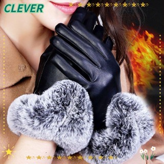 Clever ถุงมือผ้าแคชเมียร์ ขนเทียม แบบหนา กันลม กันน้ํา ให้ความอบอุ่น สําหรับผู้หญิง และผู้ชาย