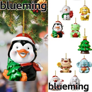 Blueming2 จี้อะคริลิค รูปสัตว์ สโนว์แมน ขนาดเล็ก สําหรับแขวนตกแต่งต้นคริสต์มาส 2 ชิ้น