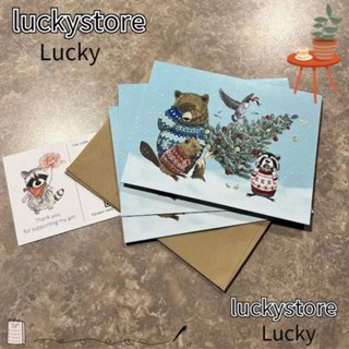 Lucky การ์ดกระดาษ ทรงสี่เหลี่ยม ลายสัตว์น่ารัก DIY สําหรับตกแต่งปาร์ตี้คริสต์มาส