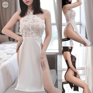 GORGEOUS~Cheongsam Underwear High Slit Lace Lingerie Polyester See-Through Sexy