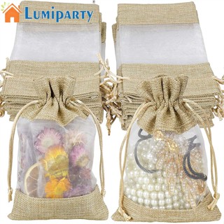 Lumiparty กระเป๋าผ้าลินิน 20 ชิ้น พร้อมตาข่ายใส อเนกประสงค์ สําหรับเก็บเครื่องประดับ