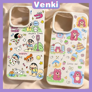 VENKI - เข้ากันได้สำหรับ เคสไอโฟน เคสไอโฟน11 เคส iphone 11 กรณีเป็นมิตรกับสิ่งแวดล้อมย่อยสลายได้สีขาวกันกระแทกน่ารักการ์ตูนเด็กหมีสีชมพูเข้ากันได้กับ iPhone 14 PRO MAX 13 PRO MAX 12 11Pro MAX XR XS 7 8 PLUS