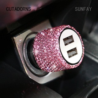 Sunfay ที่ชาร์จ USB 5V 2.1A พอร์ตคู่ สีชมพู สําหรับตกแต่งรถยนต์ 1 ชิ้น