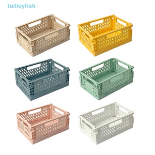 【tuilieyfish】ตะกร้าพลาสติก วางซ้อนกันได้ พับได้ สําหรับใส่เครื่องเขียน สํานักงาน นักเรียน【IH】