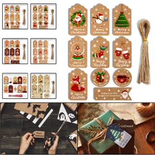 50 Pack Christmas Kraft Gift Tags with Cotton/Twine Strings for Gift Wrapping