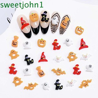 Sweetjohn อุปกรณ์ตกแต่งเล็บเรซิ่น รูปฟักทองฮาโลวีน 10 ชิ้น ต่อชุด