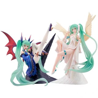 ตุ๊กตาฟิกเกอร์ Angels and Demons Hatsune MIKU Princess MIKU แบบตั้งโต๊ะ เหมาะกับของขวัญ สําหรับตกแต่งโต๊ะ