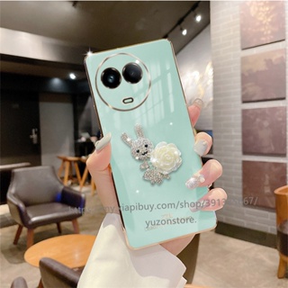 Phone Case Realme 11 5G 4G C51 NFC 2023 พร้อมส่ง เคสโทรศัพท์มือถือแบบนิ่ม กันกระแทก แต่งพลอยเทียม ลายกระต่าย หรูหรา สําหรับ