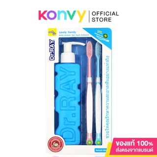 Dr.ray Lovely Family Tooth Brush 2pcs + Toothpaste 150g # Natural Mint T1A เซทยาสีฟัน ขนาด 150 กรัม + แปรงสีฟัน 2 ด้...