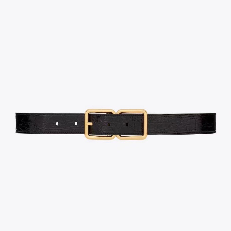 คุณภาพสูง 30 มม./1.2 INCHES เข็มขัดหัวเข็มขัดคู่ใน CROCODILE-EMBOSSED หนังพร้อมกล่อง ORIGNAL