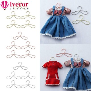 Lveror ไม้แขวนเสื้อโลหะ 75 มม. 120 มม. สีเงิน สีทอง สําหรับตกแต่งบ้านตุ๊กตา 5 ชิ้น